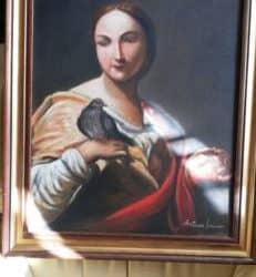 Quadro Sciacca Antonio donna col colombo. €. 900